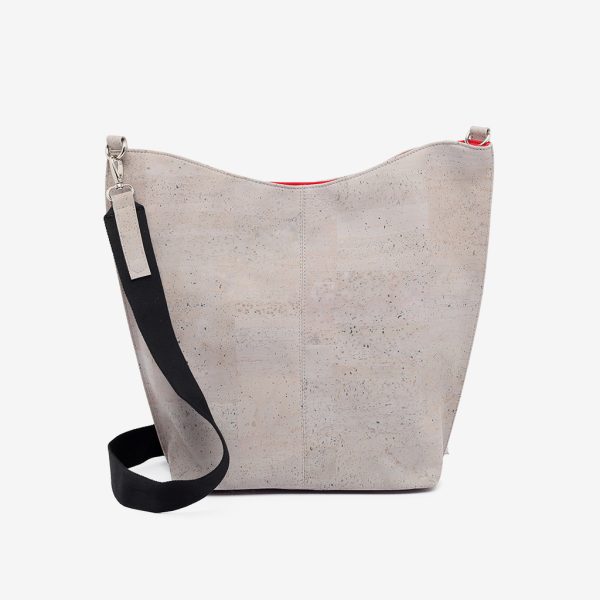 Bag in grey cork with black strap handle