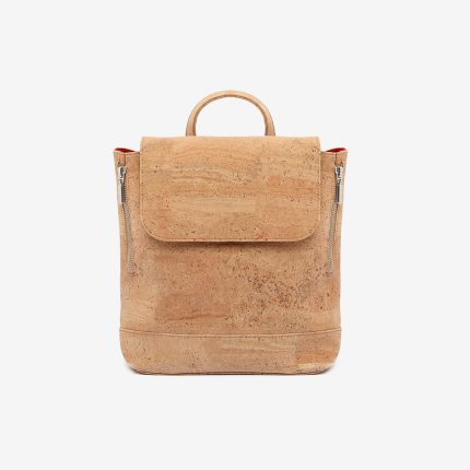 Backpack in beige cork with handles