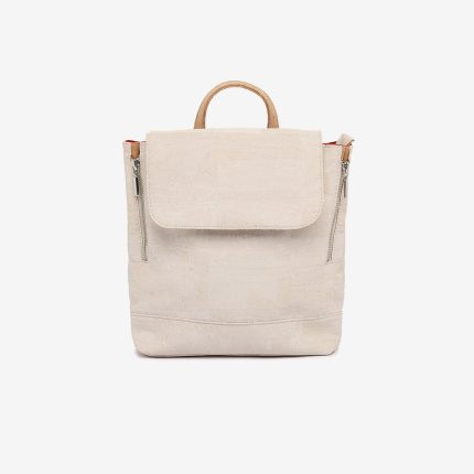 Backpack in white cork with handles