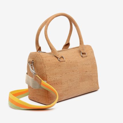 Beige cork handbag with laser front