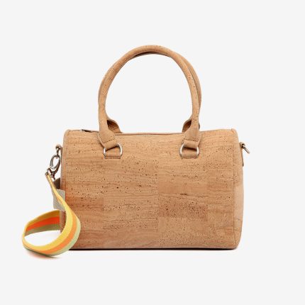 Beige cork handbag with laser front