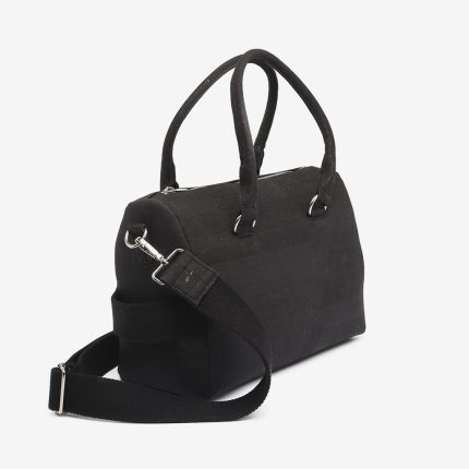 Black cork handbag with laser front