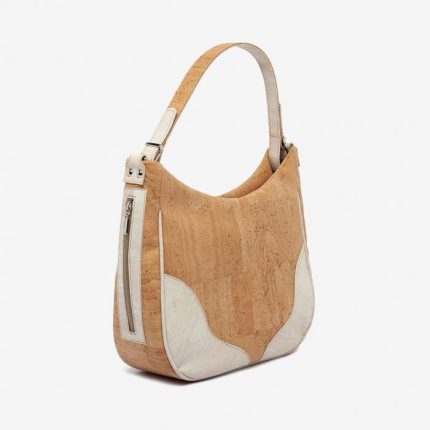 Shoulder cork bag with body and wing in beige