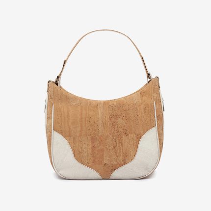Shoulder cork bag with body and wing in beige