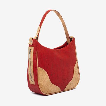 Shoulder cork bag with body and wing in bordeaux