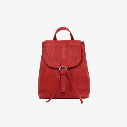 Backpack in bordeaux cork with red lining closure