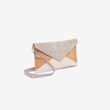 Natural/grey/white cork envelope crossbody bag